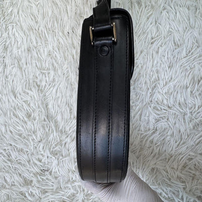 BURBERRY Shoulder Bag Purse Nova Check Leather Black Authentic