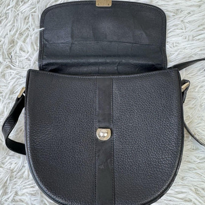BURBERRY Shoulder Bag Purse Nova Check Leather Black Authentic