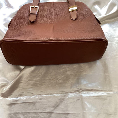 BURBERRY Hand Bag Tote Purse Nova Check Leather Brown Authentic