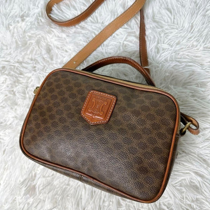CELINE Shoulder Bag Purse Macadam PVC Leather Brown Authentic