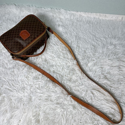 CELINE Shoulder Bag Purse Macadam PVC Leather Brown Authentic
