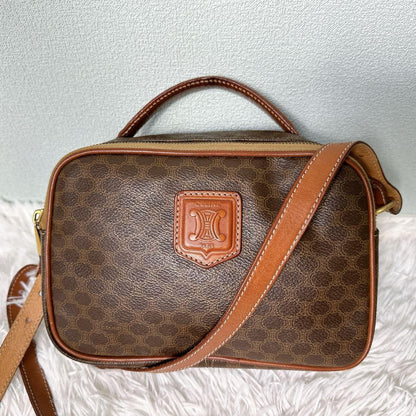 CELINE Shoulder Bag Purse Macadam PVC Leather Brown Authentic