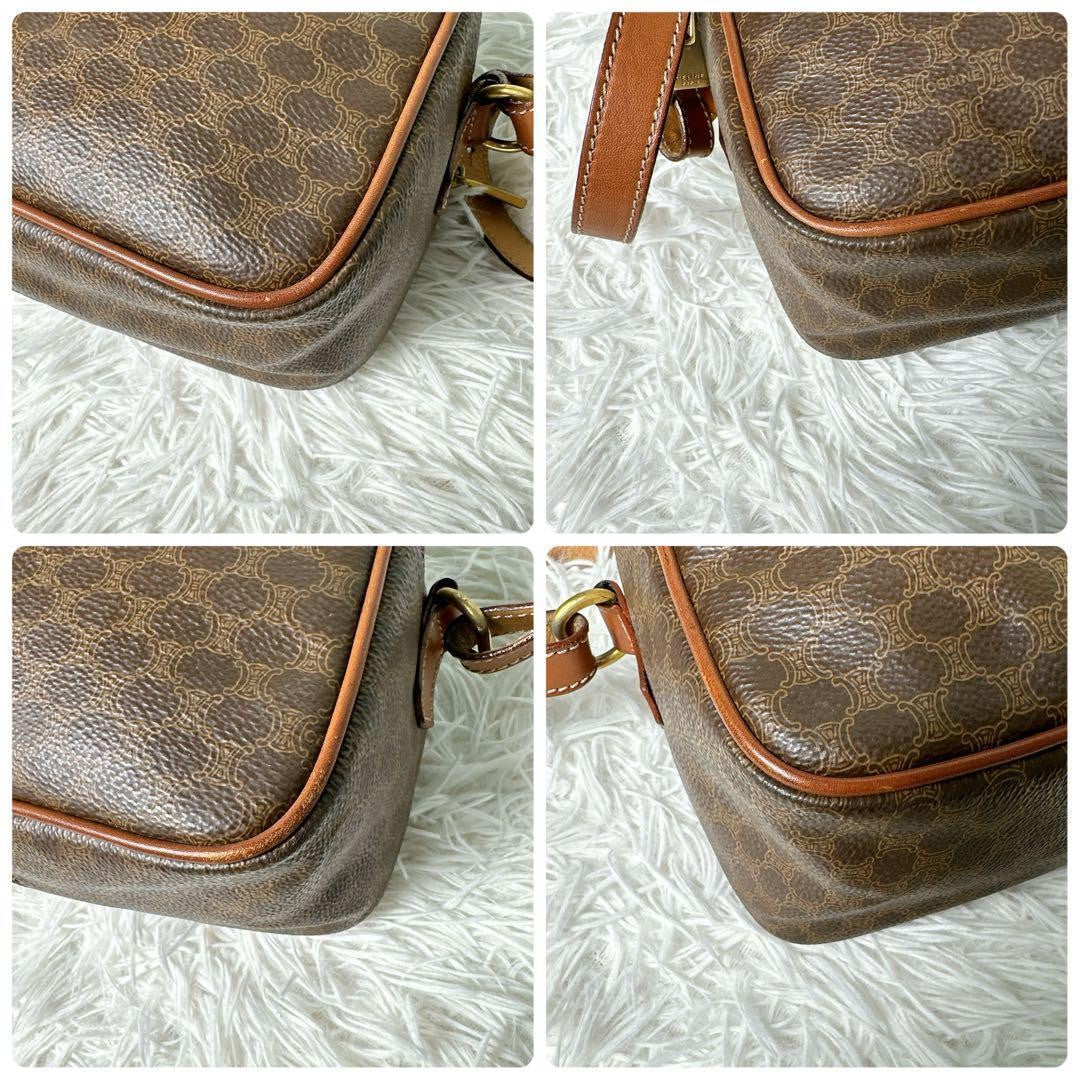 CELINE Shoulder Bag Purse Macadam PVC Leather Brown Authentic