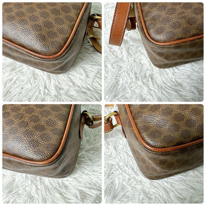 CELINE Shoulder Bag Purse Macadam PVC Leather Brown Authentic