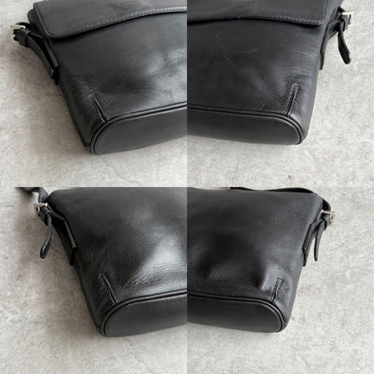BURBERRY Shoulder Bag Purse Nova Check Leather Black Authentic