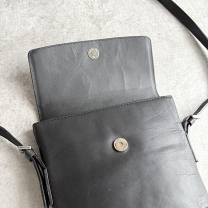 BURBERRY Shoulder Bag Purse Nova Check Leather Black Authentic