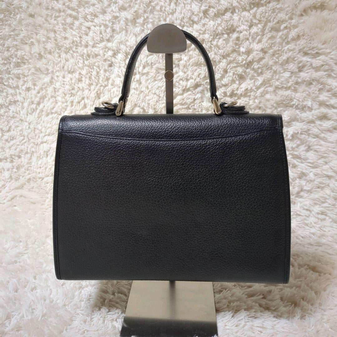 BURBERRY Hand Shoulder Bag Tote Purse 2way Nova Check Leather Black Authentic