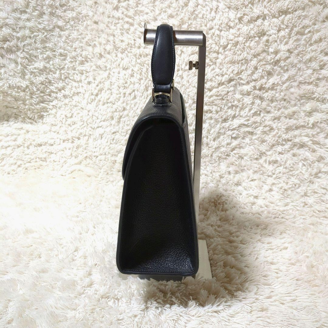 BURBERRY Hand Shoulder Bag Tote Purse 2way Nova Check Leather Black Authentic