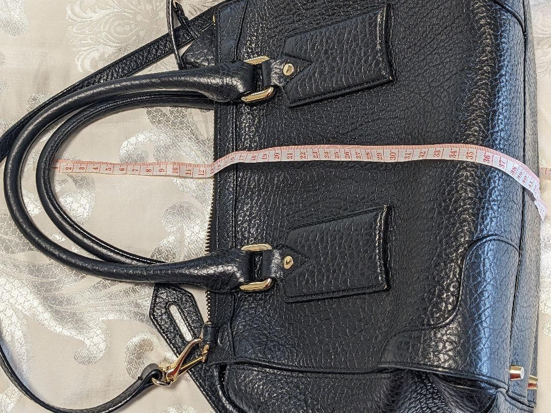 BURBERRY Hand Bag Tote Purse Leather Black Authentic