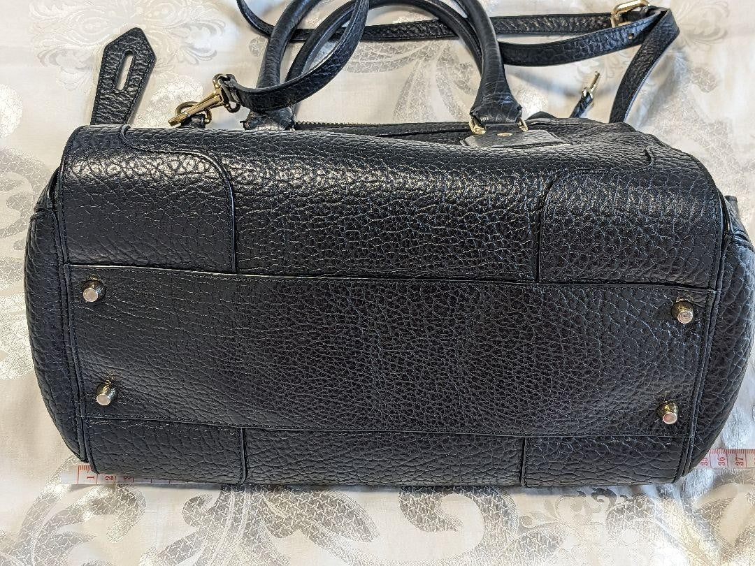 BURBERRY Hand Bag Tote Purse Leather Black Authentic
