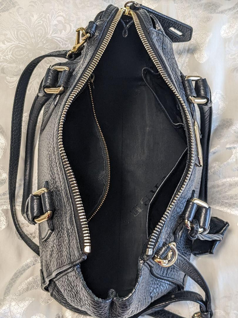 BURBERRY Hand Bag Tote Purse Leather Black Authentic