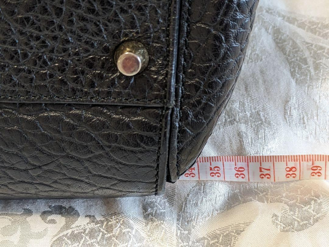 BURBERRY Hand Bag Tote Purse Leather Black Authentic