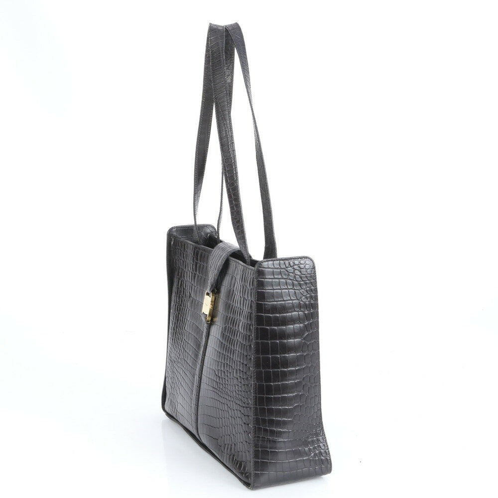 Salvatore Ferragamo Hand Bag Tote Purse Vara Leather Black Authentic