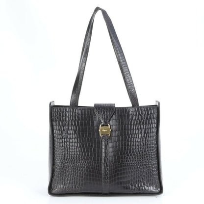 Salvatore Ferragamo Hand Bag Tote Purse Vara Leather Black Authentic