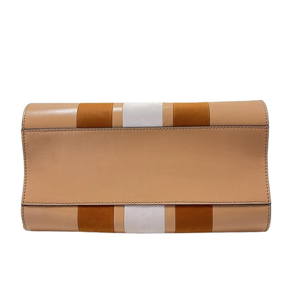 TOD'S Hand Bag Tote Purse Leather Light Brown Multicolor Authentic