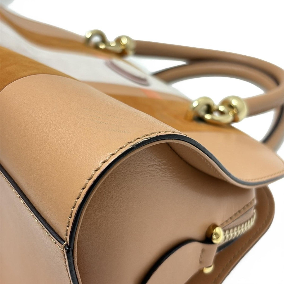 TOD'S Hand Bag Tote Purse Leather Light Brown Multicolor Authentic