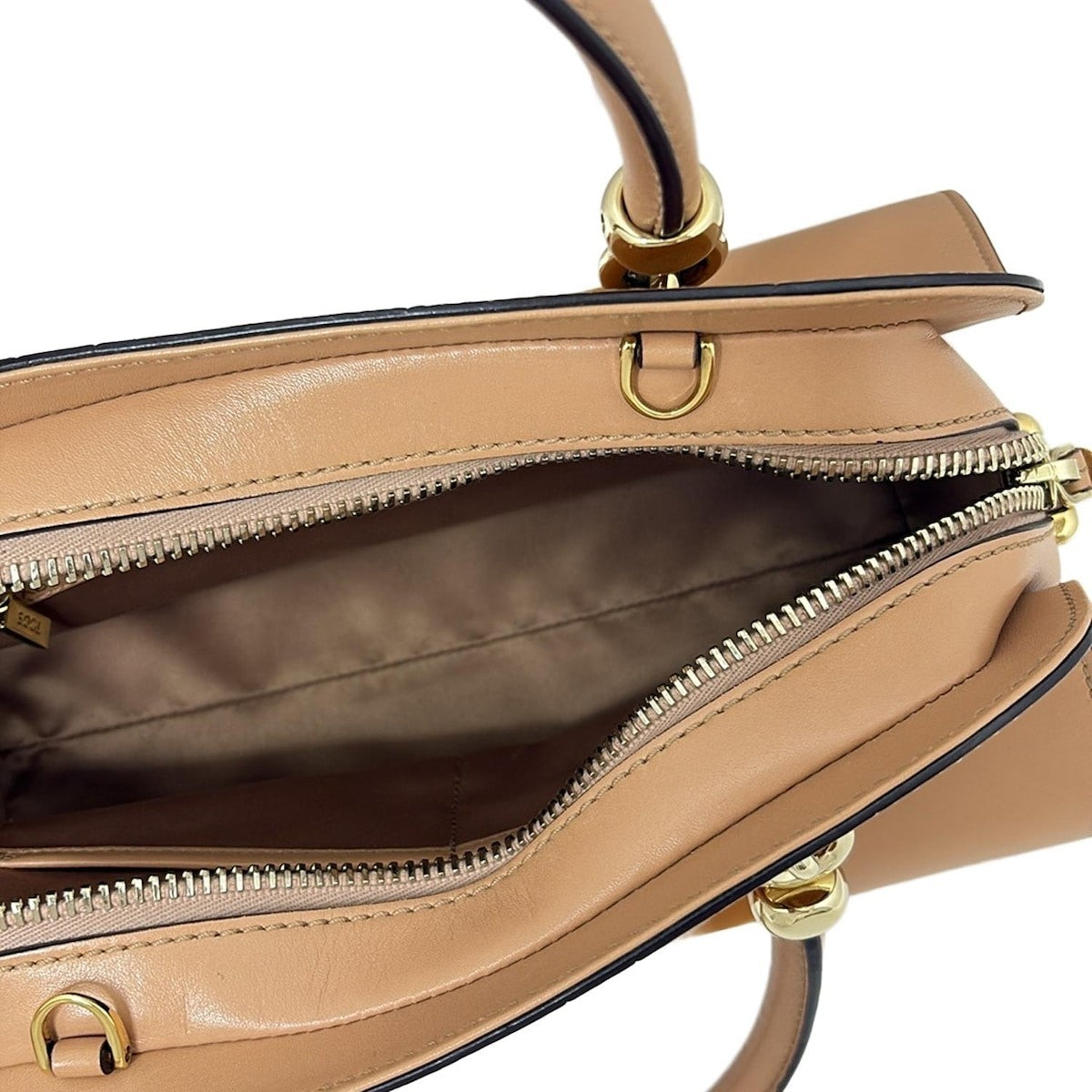 TOD'S Hand Bag Tote Purse Leather Light Brown Multicolor Authentic