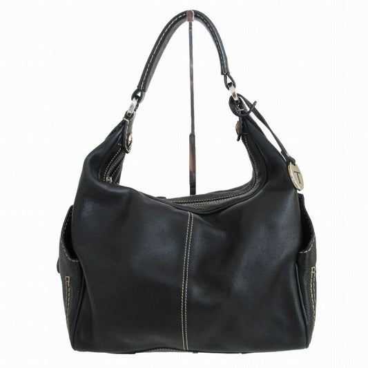TOD'S Shoulder Bag Purse Leather Black Authentic