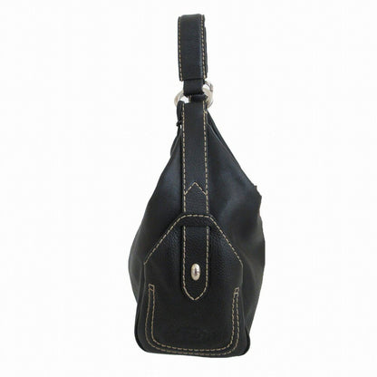 TOD'S Shoulder Bag Purse Leather Black Authentic