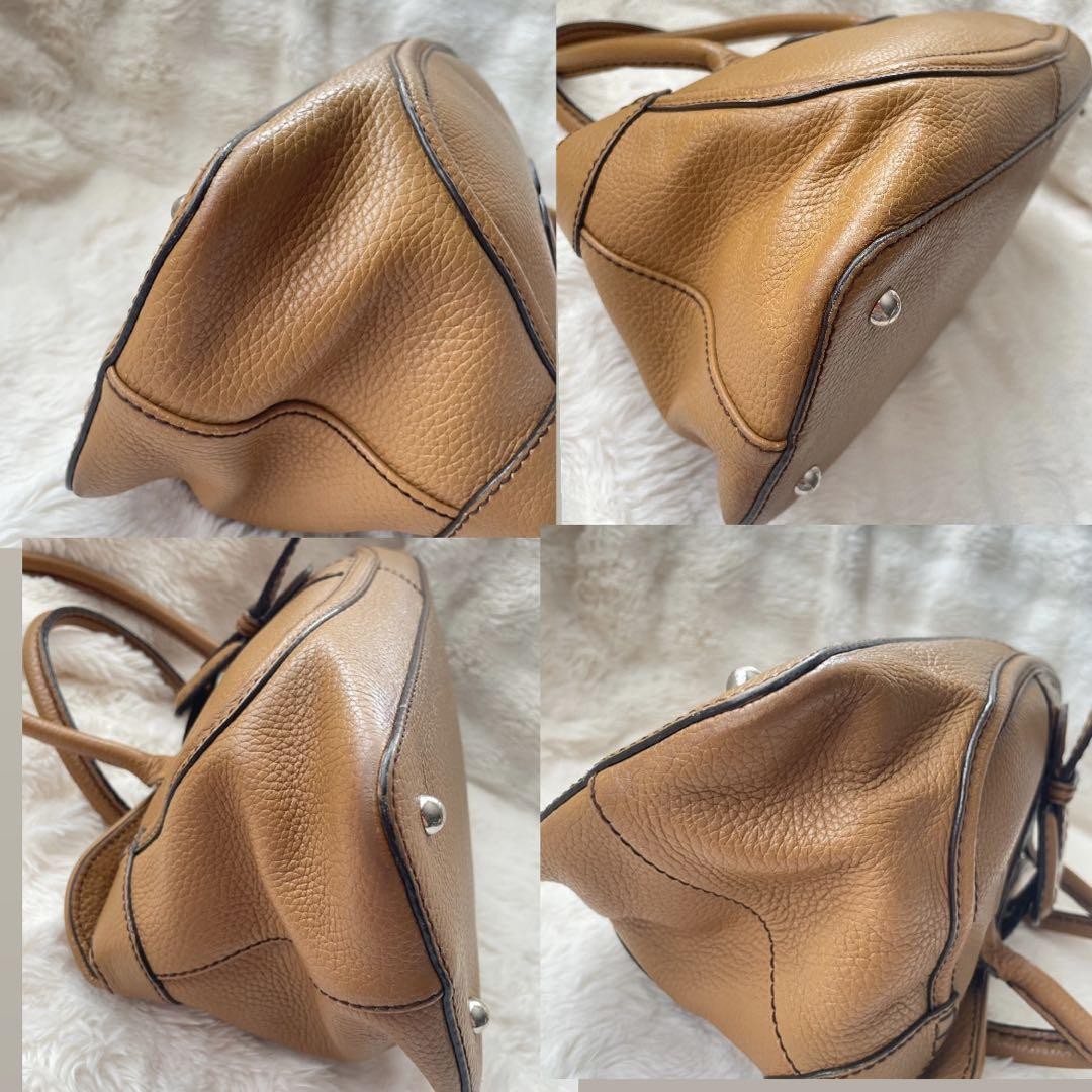 TOD'S Hand Bag Tote Purse Leather Brown Authentic