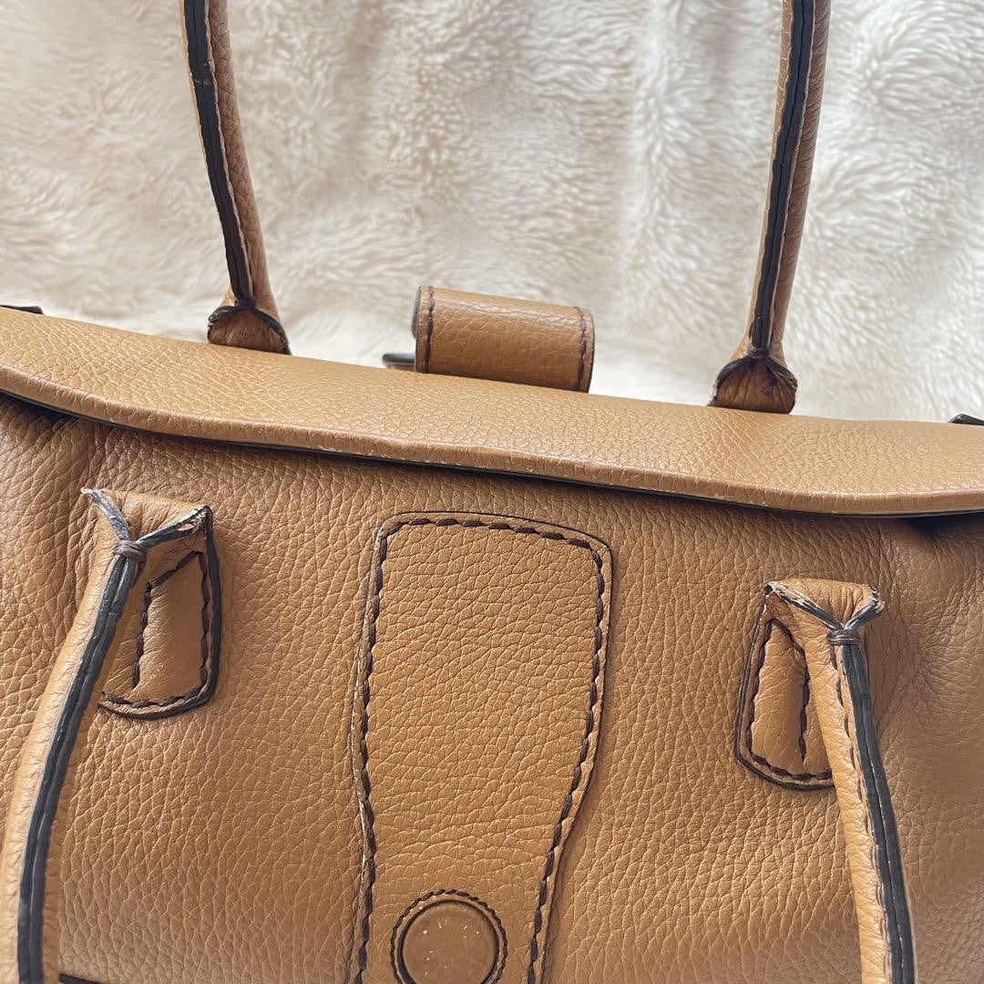 TOD'S Hand Bag Tote Purse Leather Brown Authentic