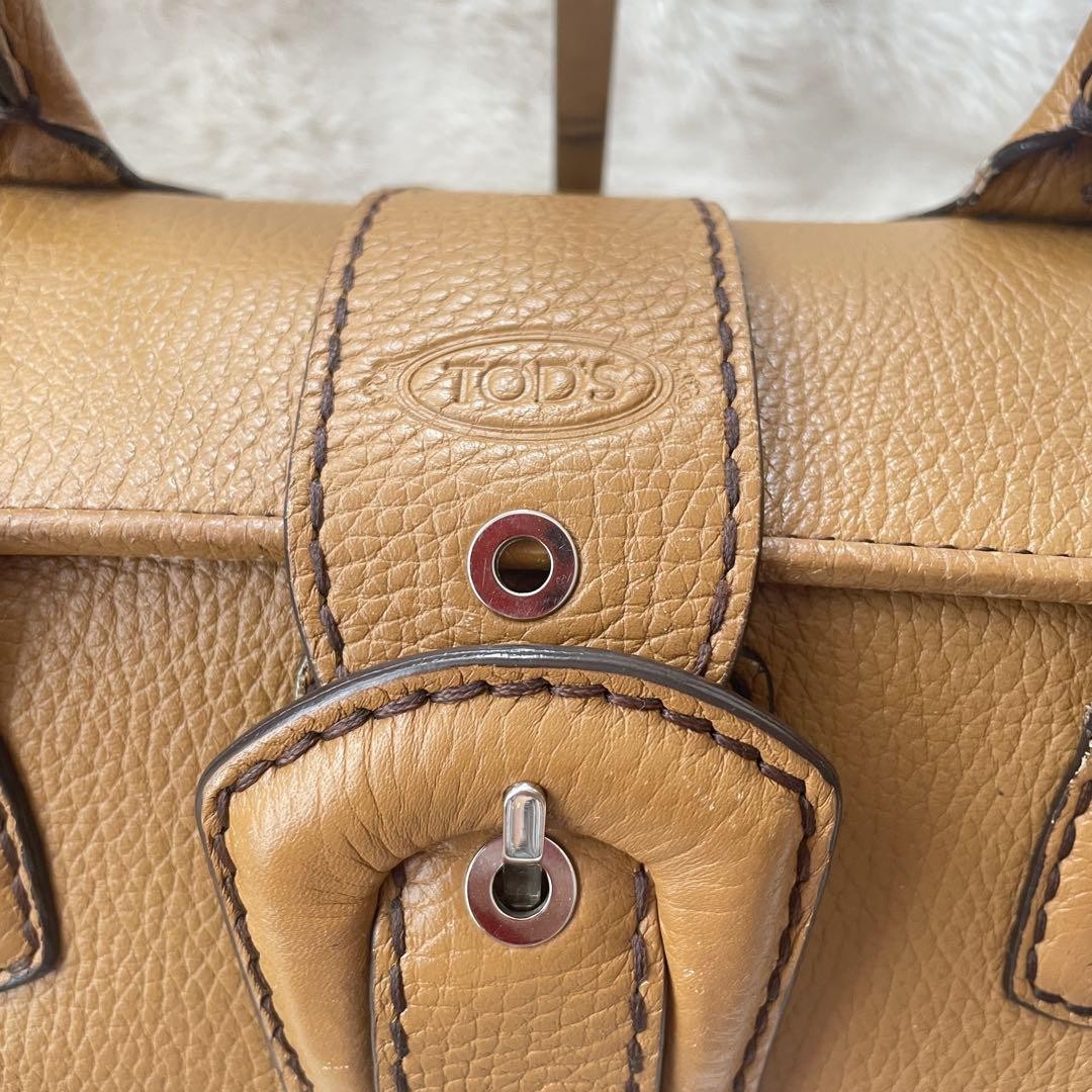 TOD'S Hand Bag Tote Purse Leather Brown Authentic