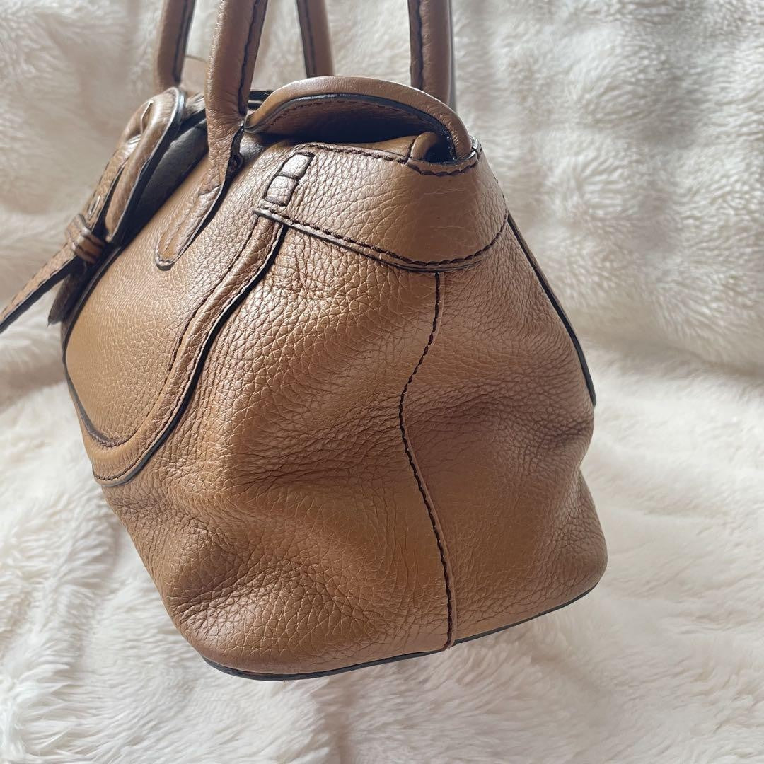 TOD'S Hand Bag Tote Purse Leather Brown Authentic