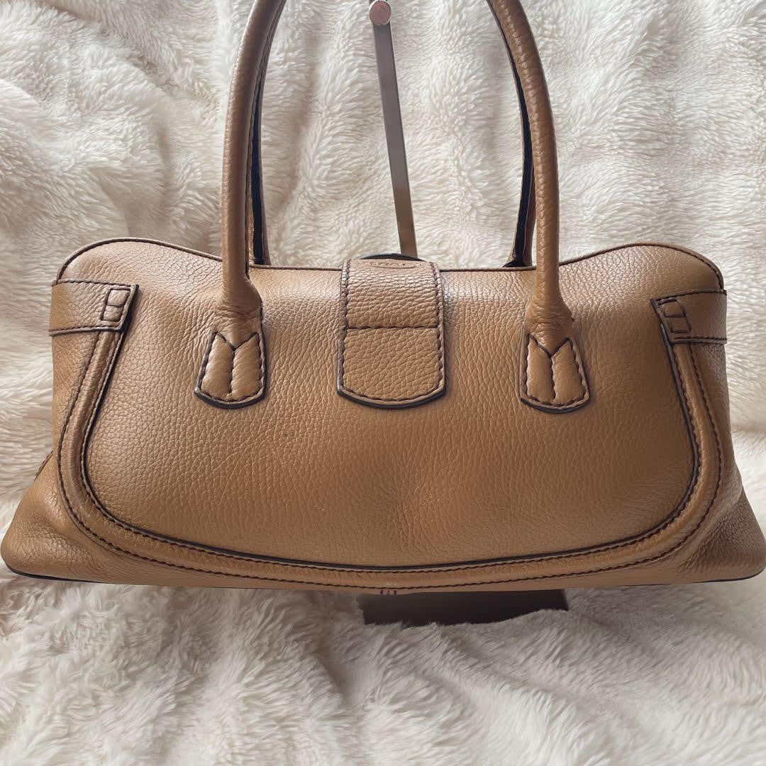TOD'S Hand Bag Tote Purse Leather Brown Authentic