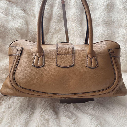 TOD'S Hand Bag Tote Purse Leather Brown Authentic