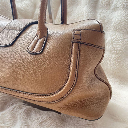 TOD'S Hand Bag Tote Purse Leather Brown Authentic