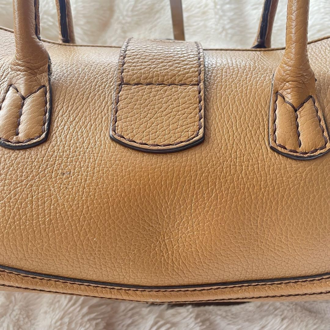 TOD'S Hand Bag Tote Purse Leather Brown Authentic