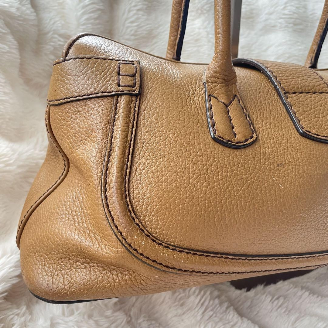 TOD'S Hand Bag Tote Purse Leather Brown Authentic