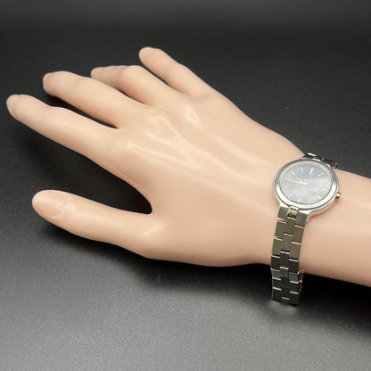 Saint Laurent Quartz Watch Wristwatch YSL Cassandra Black Silver Women's Auth