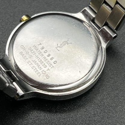 Saint Laurent Quartz Watch Wristwatch YSL Cassandra Black Silver Women's Auth