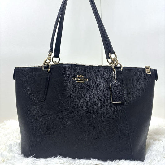 COACH Hand Bag Tote Purse Leather Black Authentic