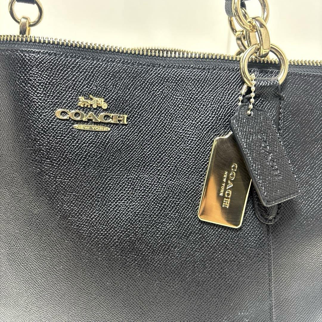 COACH Hand Bag Tote Purse Leather Black Authentic