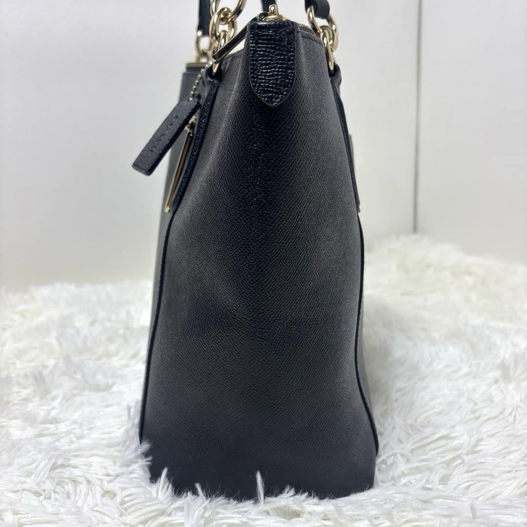 COACH Hand Bag Tote Purse Leather Black Authentic