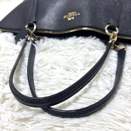 COACH Hand Bag Tote Purse Leather Black Authentic