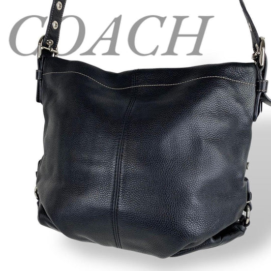 COACH Shoulder Bag Purse Leather Black Authentic