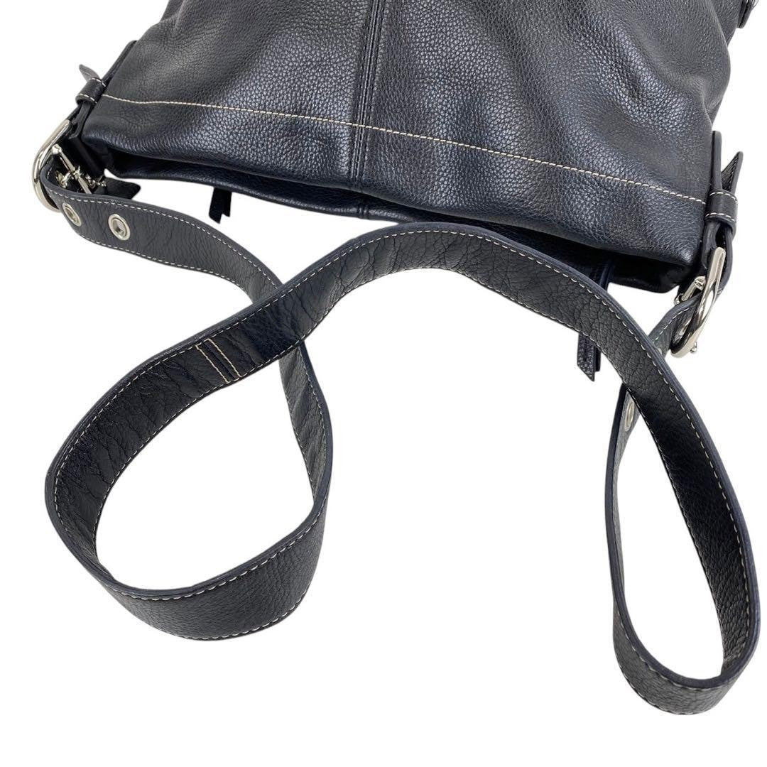COACH Shoulder Bag Purse Leather Black Authentic