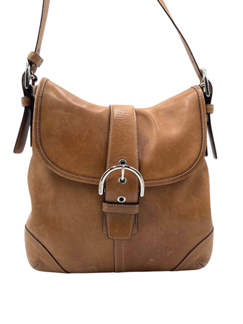 COACH Shoulder Bag Purse Old Leather Brown Authentic