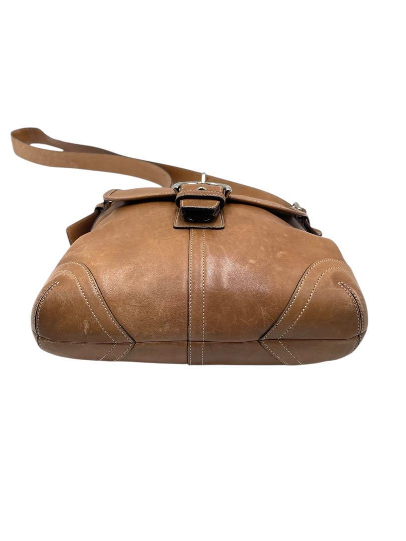 COACH Shoulder Bag Purse Old Leather Brown Authentic