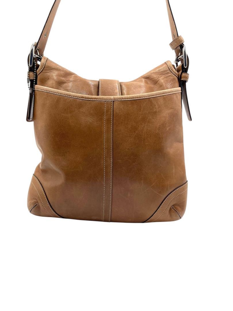 COACH Shoulder Bag Purse Old Leather Brown Authentic
