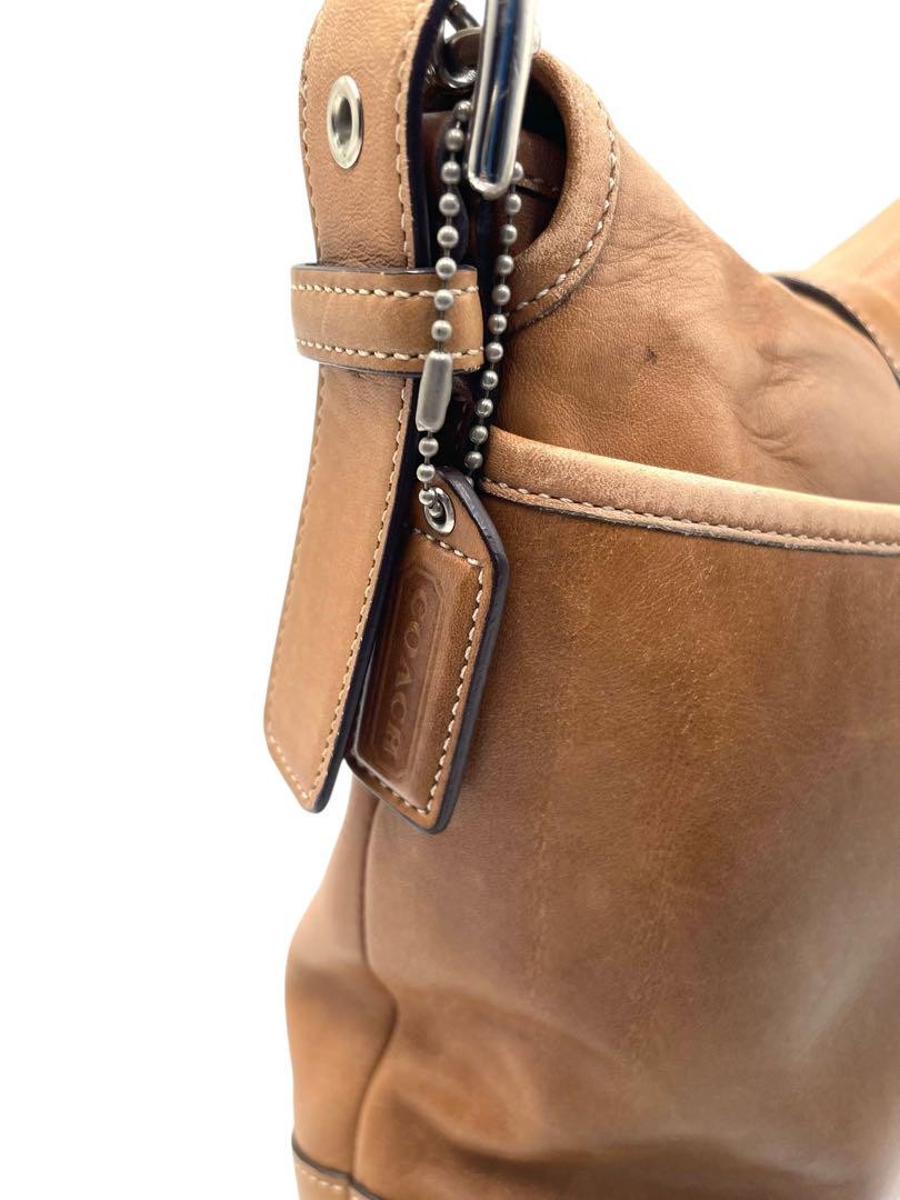 COACH Shoulder Bag Purse Old Leather Brown Authentic