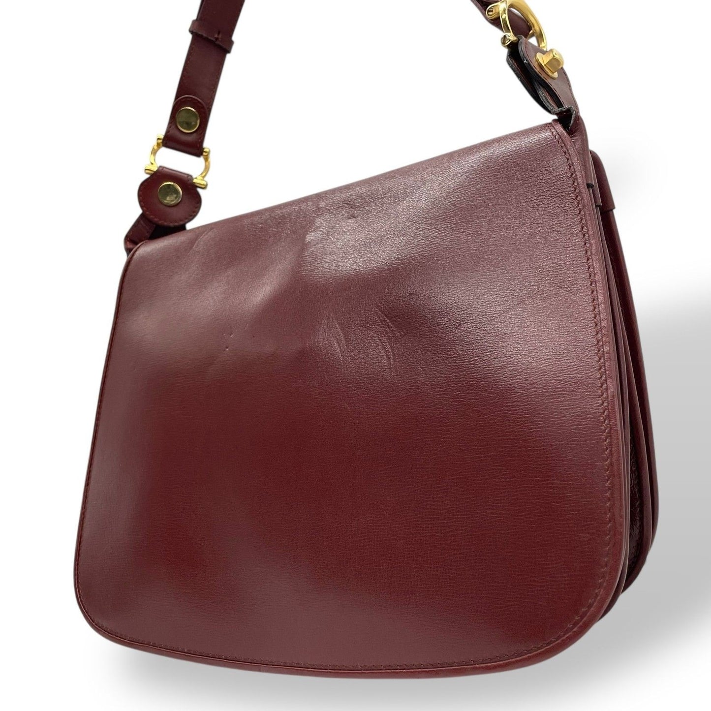 Cartier Shoulder Bag Purse Must Leather Bordeaux Authentic