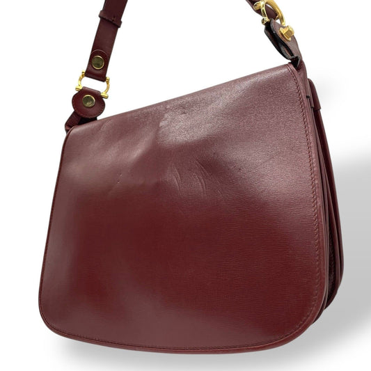 Cartier Shoulder Bag Purse Must Leather Bordeaux Authentic