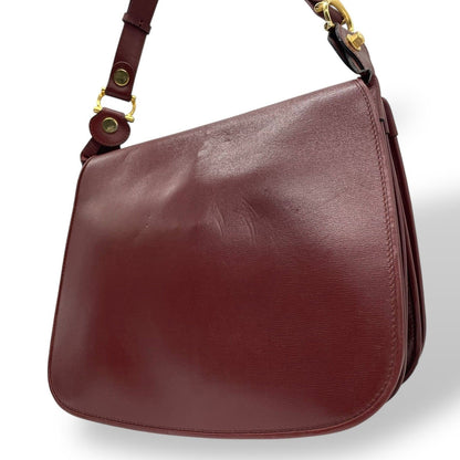 Cartier Shoulder Bag Purse Must Leather Bordeaux Authentic