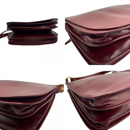 Cartier Shoulder Bag Purse Must Leather Bordeaux Authentic