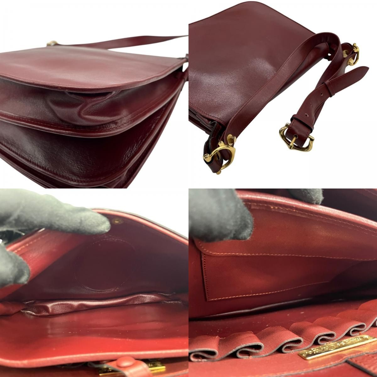 Cartier Shoulder Bag Purse Must Leather Bordeaux Authentic