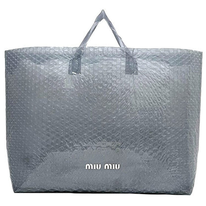 MIU MIU Hand Bag Tote Purse Logo Vinyl Gray Authentic